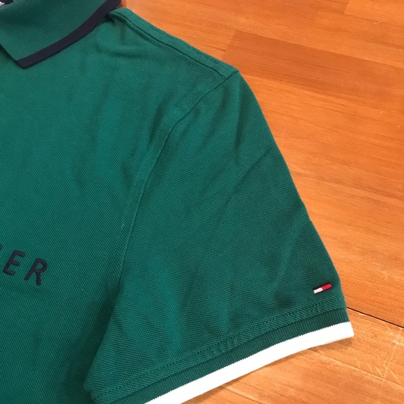 TOMMY HILFIGER Green Trimmed Polo Shirt - Picture 5 of 7